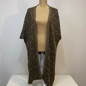 Geometric Patterned Open Front Cardigan